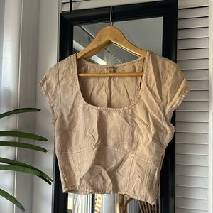 Guess Linen Blend Summer Crop Top